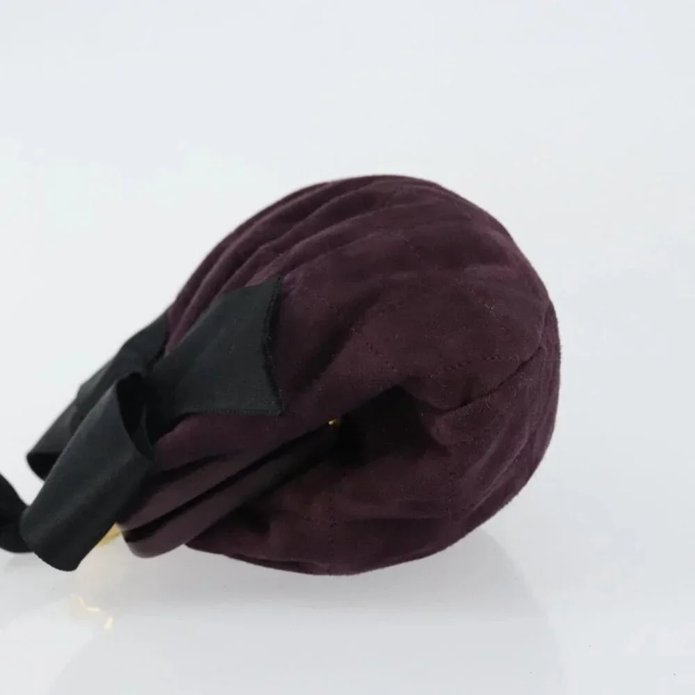 CHANEL Hand Bag Suede Purple Gold CC Auth 139044V - Picture 6 of 16